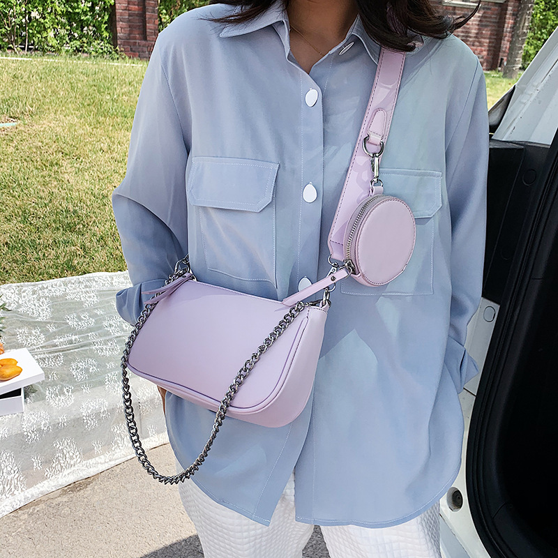 

HH 2021 new women shoulder bags designer chains handbags luxury wide strap crossbody messenger bag lady purses 3 bags set