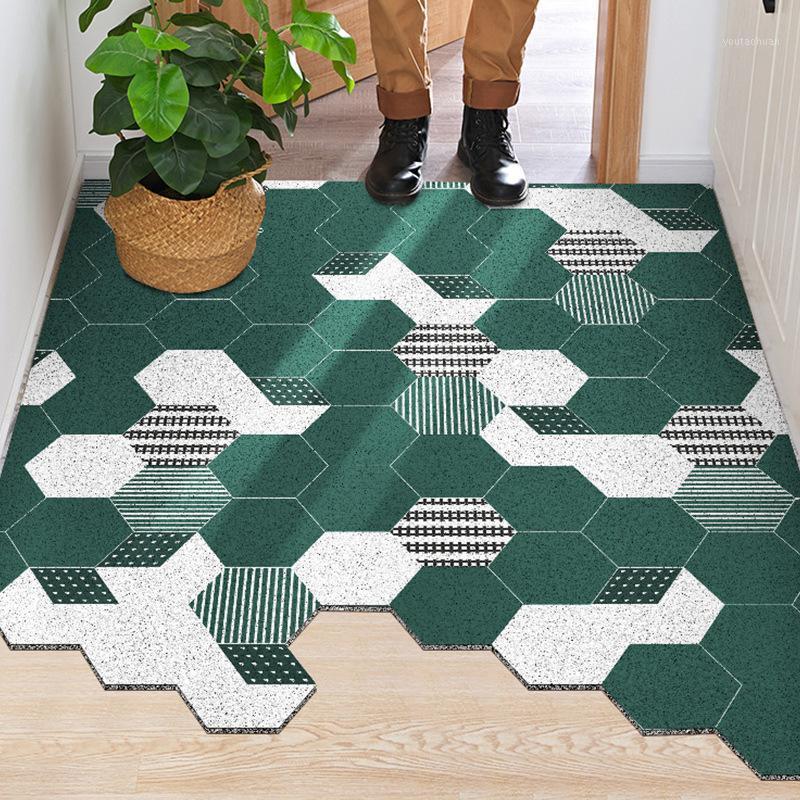 

Nordic ins carpet Come in hexagon PVC Tailoring doormat DIY Home Wire rings Foot restaurant pad Hotel Shoe sole dirt removal pad1, L-rectangle