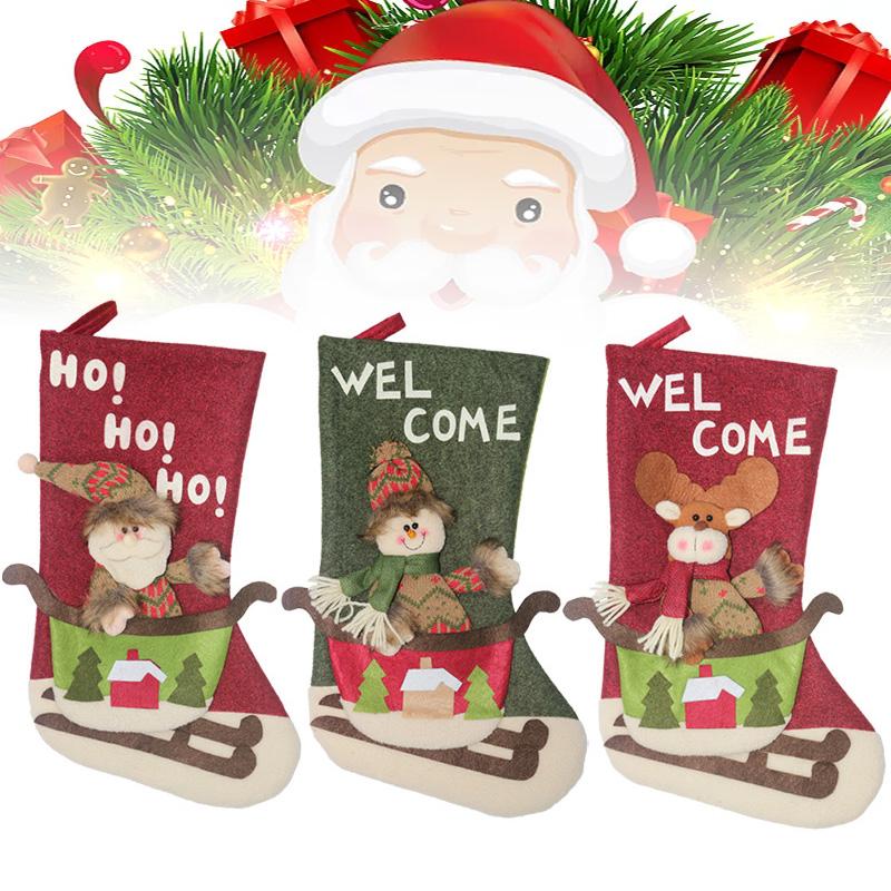 

Christmas Decorations Santa Claus Pendant Christmas Sock Gift Bag Tree Ornaments Pendant Candy Bag