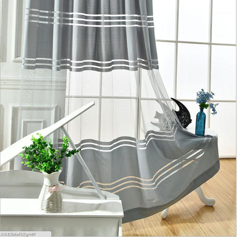 

Horizontal gray Striped Curtains Tulle for Living Room Window Curtains for the Bedroom Modern Living Room Striped1, Colour 1