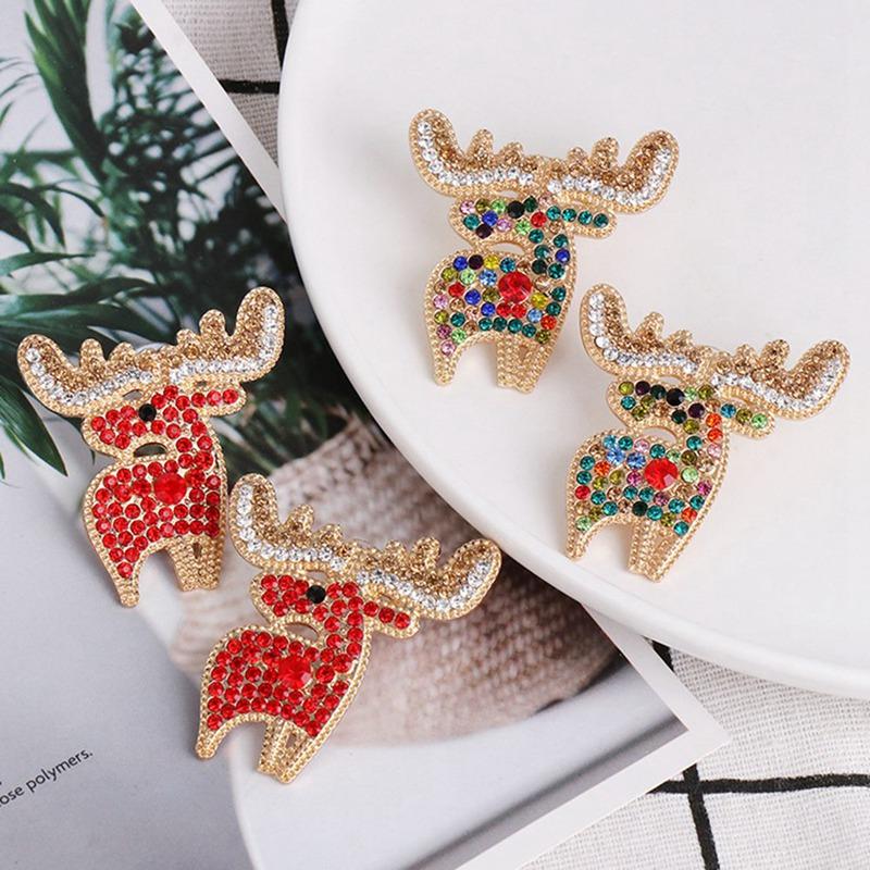 

Christmas Gift Elk Earrings For Women's Earring Filled Rhinestone Stud Earrings Fashion Trendy Jewelry For Xmas Party