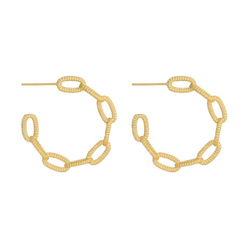 

Unusual Curb Chain Gold Color Circle Hoops Exaggerate C Shape Earings For Women Fashion Jewelry