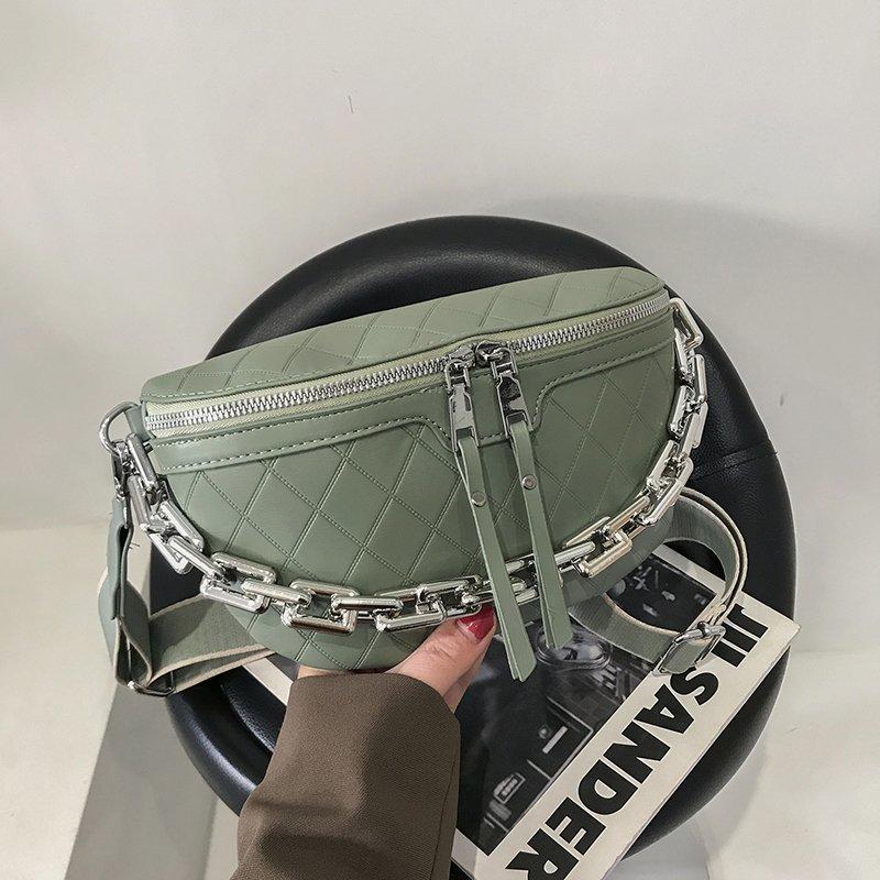 

Thick Chain Thread Crossbody Bag For Women Fashionable Wide Strap Armpit Chest Shoulder Bag PU Leather Small Handbag and Purses, Beige