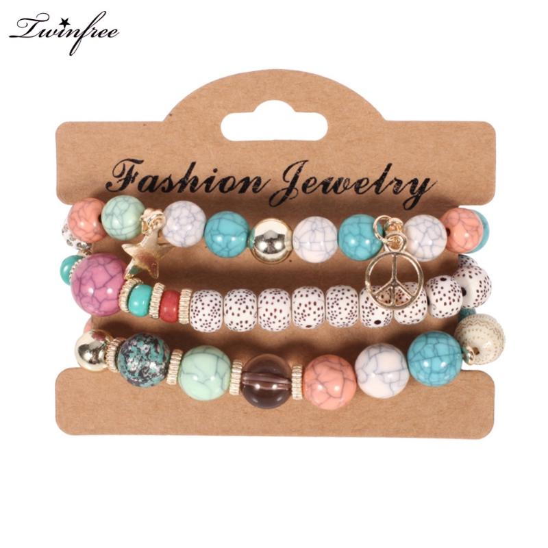 

2020 Trendy Fashion Bohemian 3 Multilayer Beads Bracelets Peace Star Hand Tassels Charm Bracelets Bangles for Women HY-2779