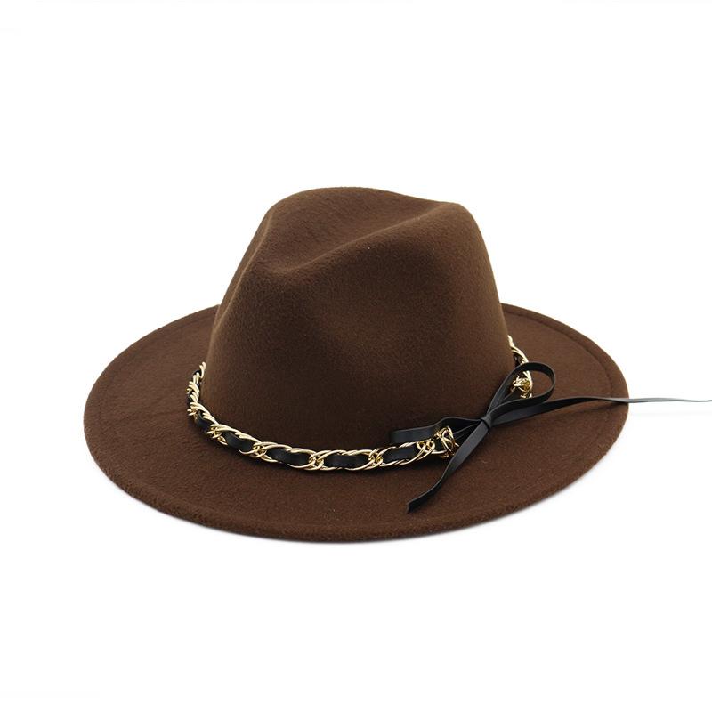 

Exquisite Women Men Solid Color Wide Brim Wool Fedora Hat For Women Vintage Panama Jazz Chapeau Black Hats For Men