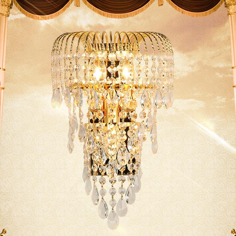 

Luxury k9 crystal wall lamp led gold living room bedroom bedside dining room wall lamp European TV