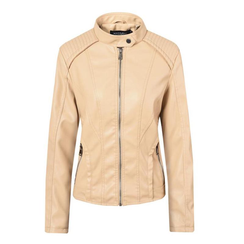 

Women Leathers Jacket 2020 Autumn Slim Short Female Pu Leather Jackets Bomber Moto Biker Faux Leather Coat Red Jacket Outerwear, Black