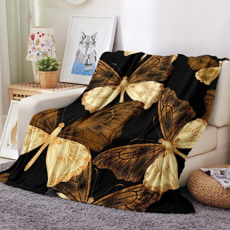 

Butterfly Flannel Blanket 3D Print Cartoon Animals Fleece Blanket For Adults Travel Throw Home Fluffy
