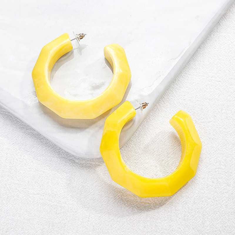 

Dangle & Chandelier Large Yellow Acrylic Hoop Earrings For Women Round Statement C Shape Fashion Jewelry Big 2021 Wholesale Gifts1
