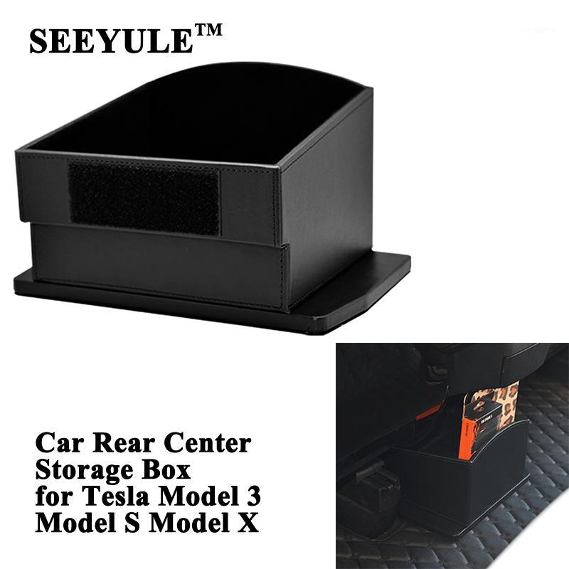 

1pc SEEYULE Car Seat Back Center Storage Box Organizer Bag Leather Container Accessories for Model X Model S 31