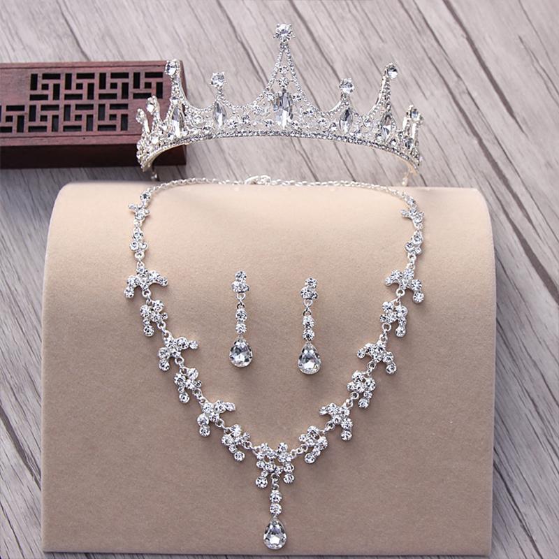 

Wedding Hair Accessories Bridal Headpiece Hair Jewelry Tiaras and Crowns Set White Crystal Crown Princess King and Queen