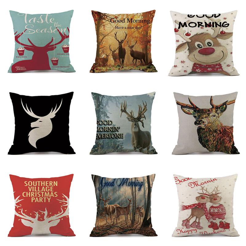 

New Year 2021 Merry Christmas Decorations For Home Reindeer Santa Claus Tree Cushion Cover Christmas Ornament 2020 Xmas Gift F9