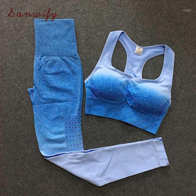 

Gym Set 2 Piece Workout Set Women Yoga Sets Woman Sportswear Workout Clothes For Women Gym Clothing Blue Leggings1, Green