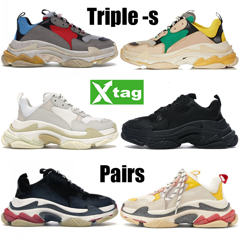 

Pairs Triple-s Fashion men women shoes grey red blue black white multi-color platform sneakers beige green yellow running basketball shoes, 20 us dollars for box