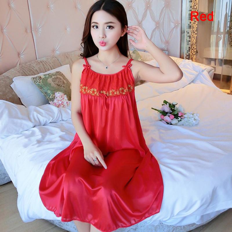 

Women's Sexy Sleepwear Female Ice Silk Satin Sleepwear Ladies Nighty Sexy Night Dress Ruffle Night Shirts Plus Size, Blue