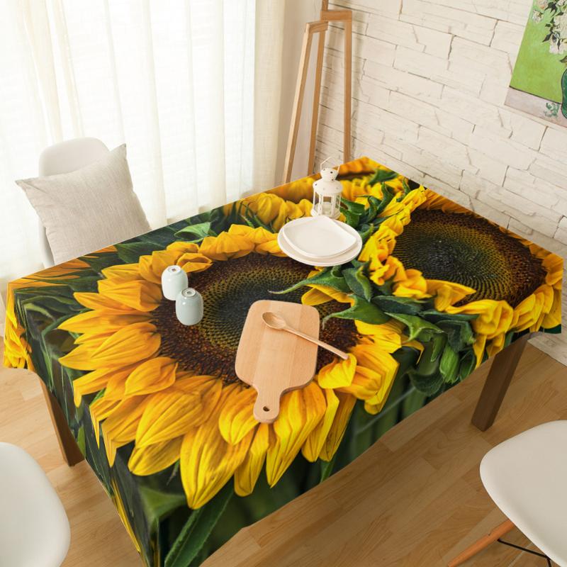 

Sunflower Plant Yellow Tablecloth Rectangular Wedding Dining Table Cover Chair Covers Table Cloth Kitchen Decorative, As pic