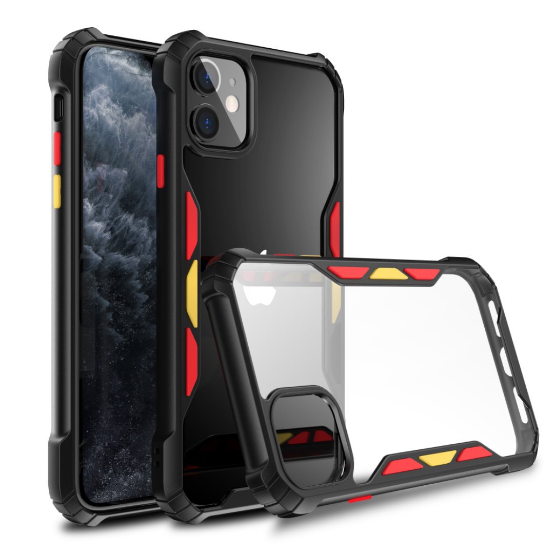 

Contrast Color Armour Shockproof Clear PC TPU Hard Case for iPhone 12 Mini 11 Pro XS Max XR X 7 8 Plus, #3