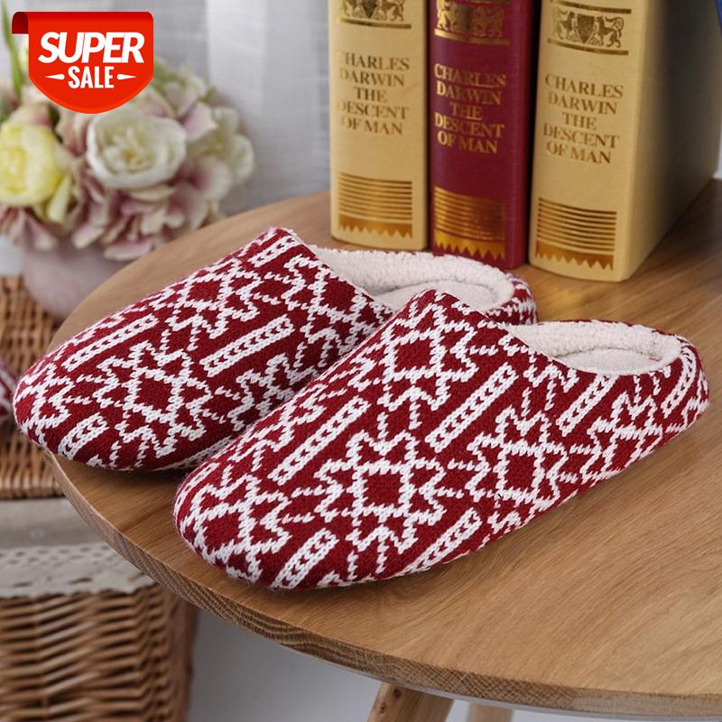 

Female Slippers Plush Memory Foam Bedroom Slippers Warm Cozy Winter Woman Indoor Cotton Fabric Snowflake Shoes for Home #k70v, Blue