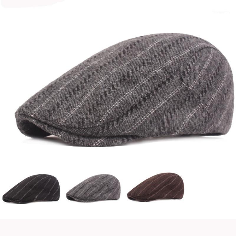 

HT2778 Berets Men Ivy Newsboy Flat Cap Autumn Winter Hat Male Vintage Striped Beret Cap Hats for Men Artist Painter Hat Caps1, Black