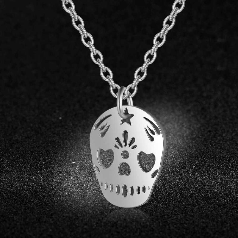 

100% Stainless Steel Skull Charm Necklace for Women High Polish Wholesale Never Tarnish Jewelry Necklace