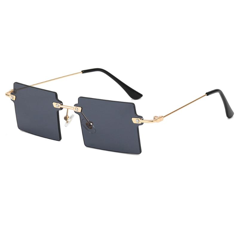 

2021 New frame personality small box square glasses ladies trend metal frame sunglasses frameless cut-out sunglasses