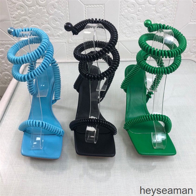 

Dress Shoes early spring high-heeled square sandals foot ring elastic strip fashion women's shoes UMQY, 2# shoe box