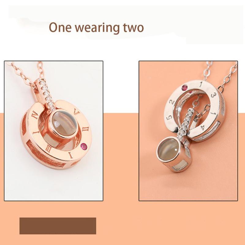 

Rose Gold 100 Languages Necklace I Love You Projection Pendant Necklace for women Jewelry Love Memory Wedding Valentine's Day