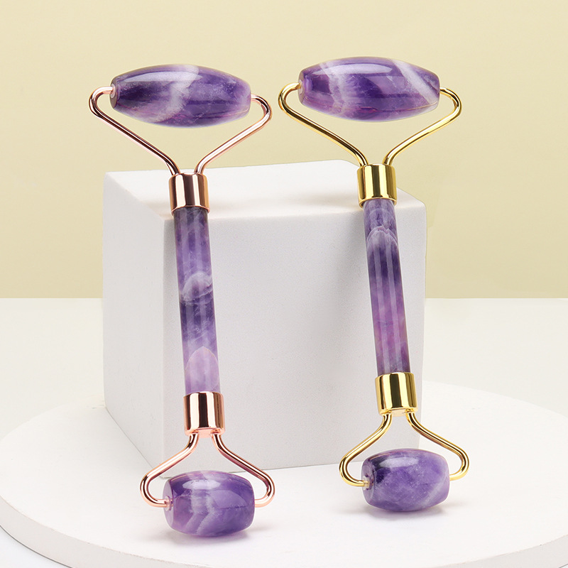 

Natural Amethyst Jade Gua Sha Scraper Massage Roller For Face Eye Massager Thin Lift Beauty Slimming Tools