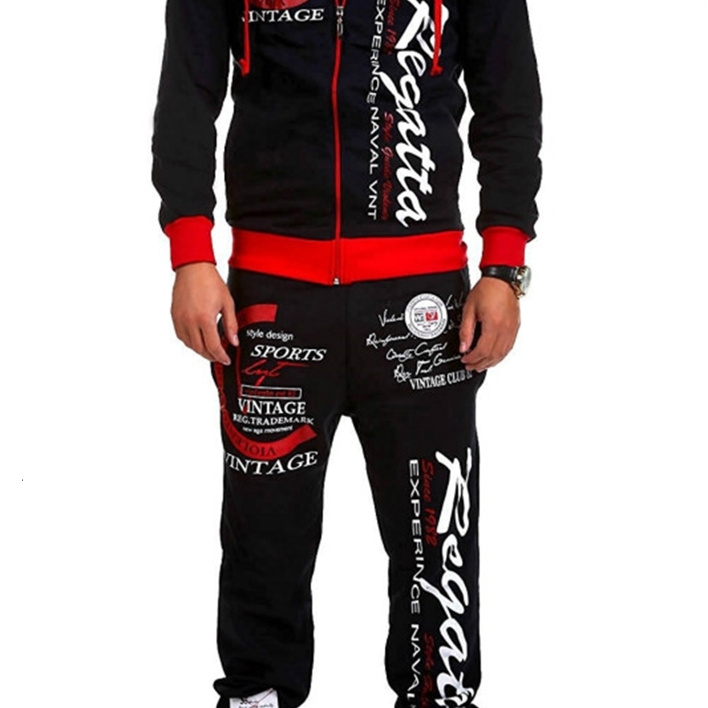 

2021 European and American New Casual Men's Drawstring Elastic Waist Letter Print Loose Sports Suit 0968, Blue