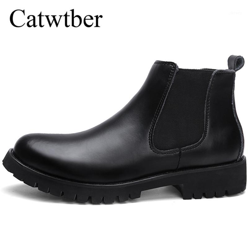 

Catwtber New Autumn Winter Men Boots Comfortable Male Casual Shoes Split Leather Wine Black Man Fashion Outdoor Sneakers1, Brown