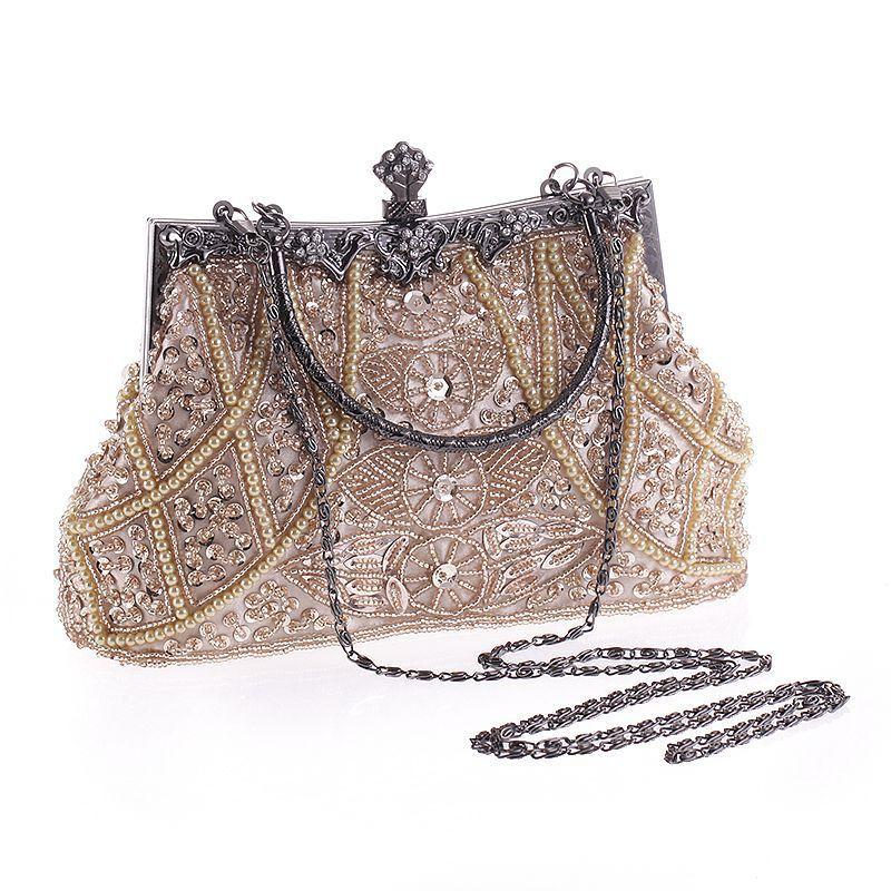 

Pure Handmade Sequined Beading Evening Bag Elegant Ladies Wedding Phone Makeup Wallet Clutches Handbag Bride Rhinestone Bag 2020, Black