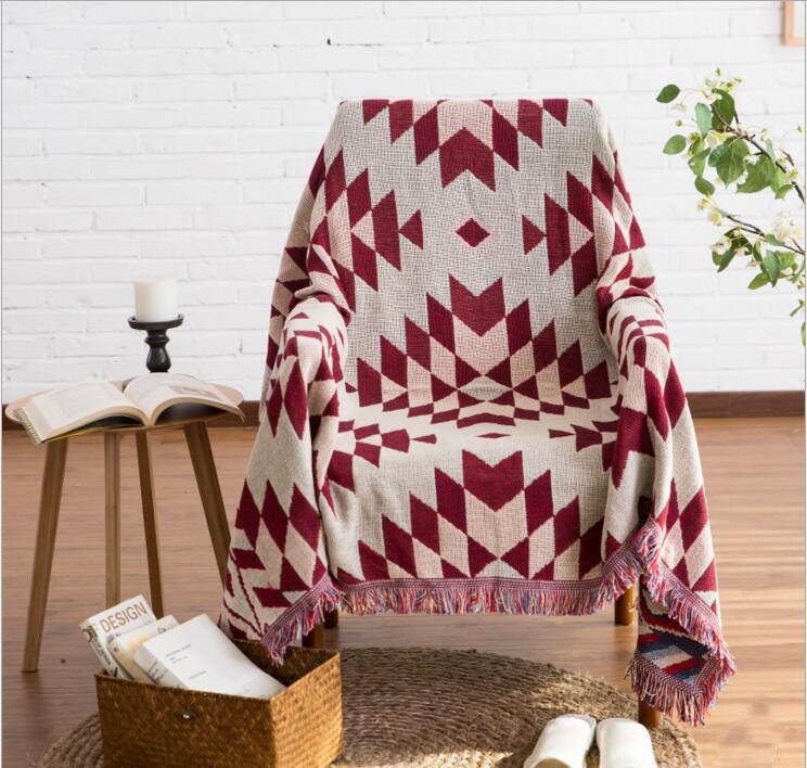 

Gothic Style Knitted Sofa Towel Blanket Double Side Different Colors Tassels Cover Blanket For Living Room Bedroom Rug Carpet, As pic