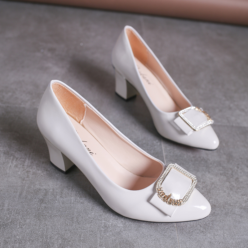 

Autumn Women Shoes Woman Elegant Office Pumps Solid Black Leather Square High Heels Shallow Shoes Oxfords Plus Size Ladies Shoes