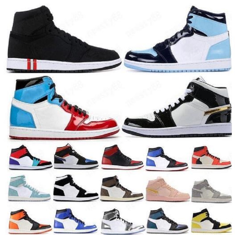 

1 1s Travis Obsidian UNC Fearless Twist What The Mens Basketball Shoes Black Cat Bred 4 4s Union Sail Guava Ice Women Sneakers, Color 32