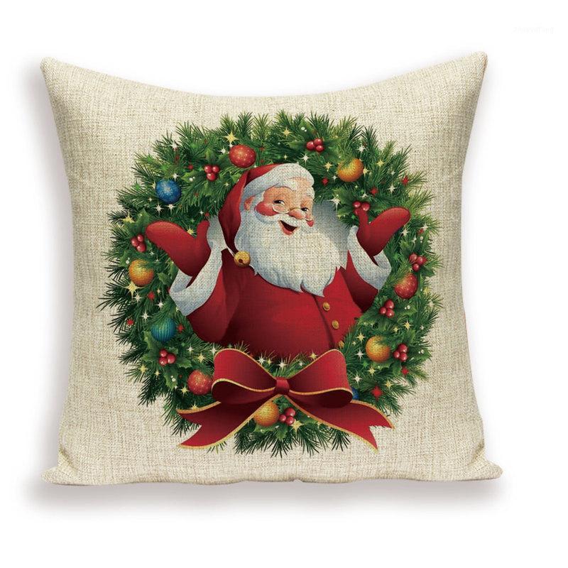 

Cushion/Decorative Pillow Merry Christmas Decor Cushion Covers Santa Claus Elk Decoration Car Throw Case Fundas Para Cojines Decorativos Sof