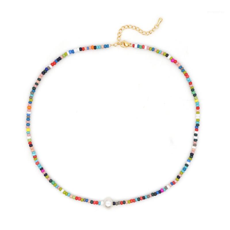 

Go2Boho Boho Jewelry 2020 Necklaces For Women Rainbow Necklace Freshwater Pearl Choker Natural Perles Colorful Beads Aesthetic1