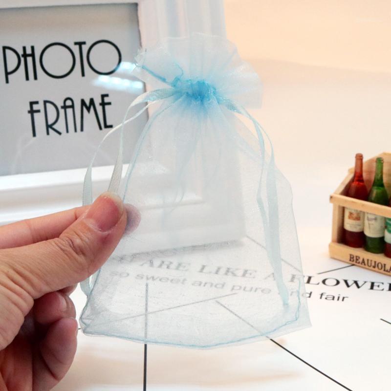

Jewelry Pouches, Bags 100pcs/lot 5*7cm Light Blue Organza Wedding Pouches Accessories Packaging & Display Nice Gift Bag1