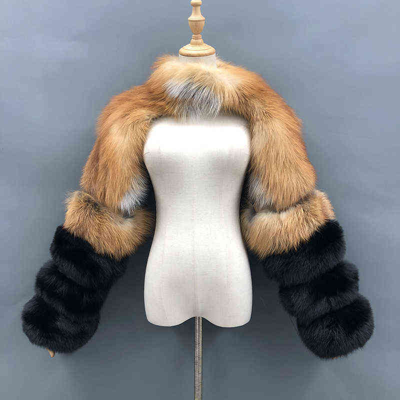 

2021 new fashion fox fur coat women sleeve luxury single sleeve Y1228, 1-purple