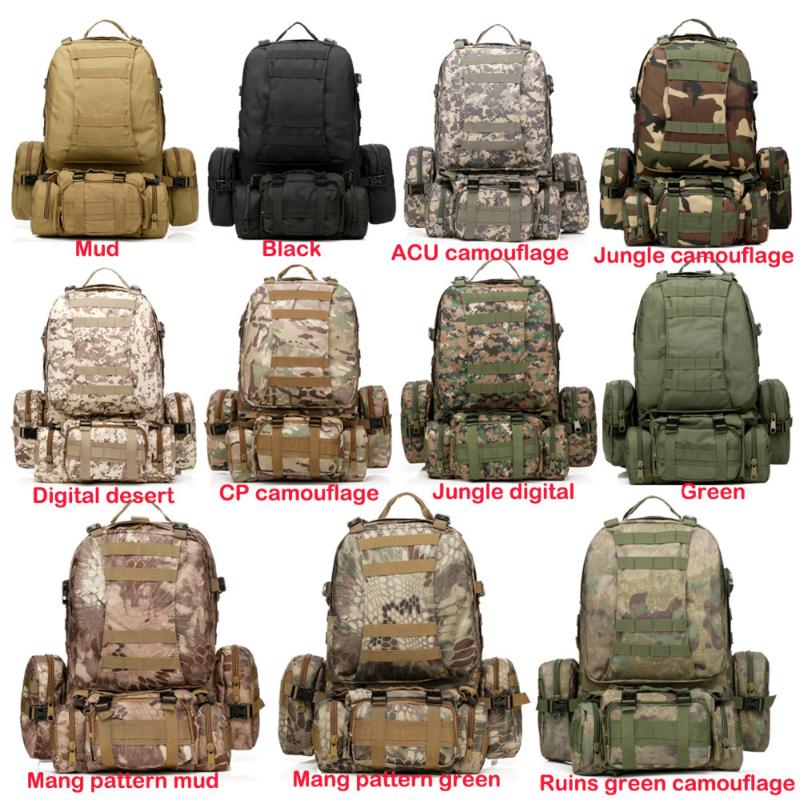 

2020 New 55L Molle Large Tactical Assault Outdoor Rucksacks Backpack Camping Bag, Black