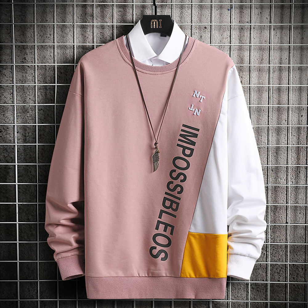 

Autumn and winter casual wear male fashion knit collar long sleeve sweater, Pinker