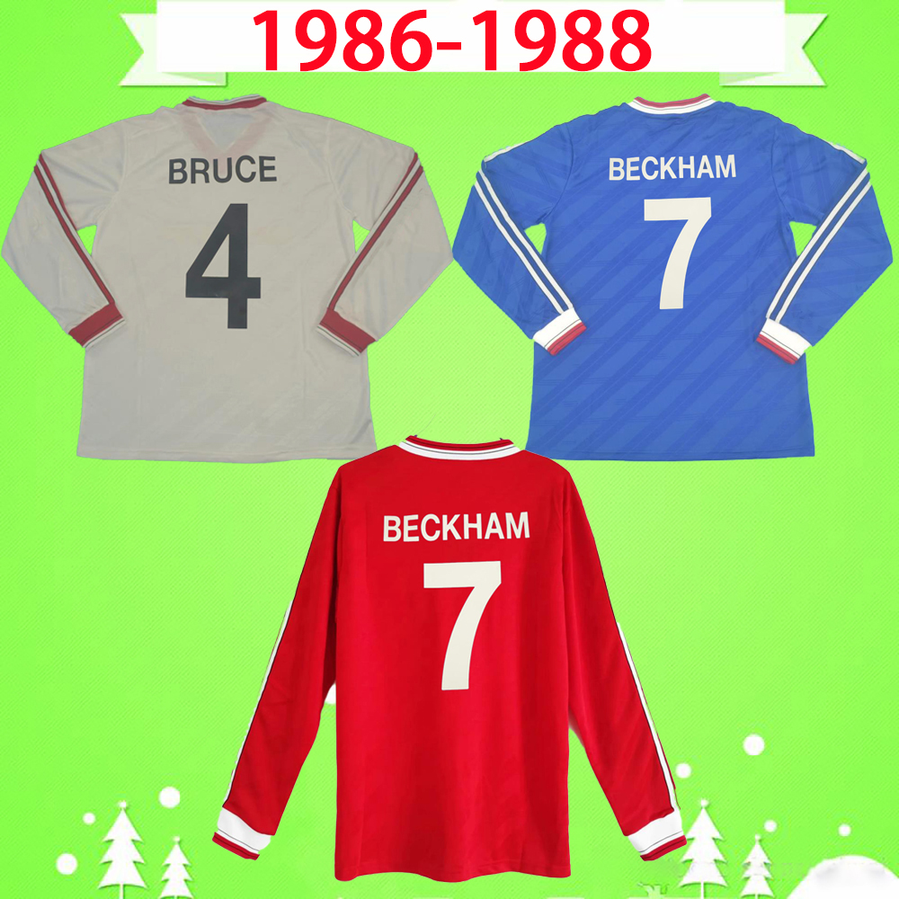 

Manchester Long sleeve 1986 1988 MAN retro soccer jersey blue white red 86 88 UTD football shirt Classic Vintage Camiseta de futbol, Long sleeve 86/88