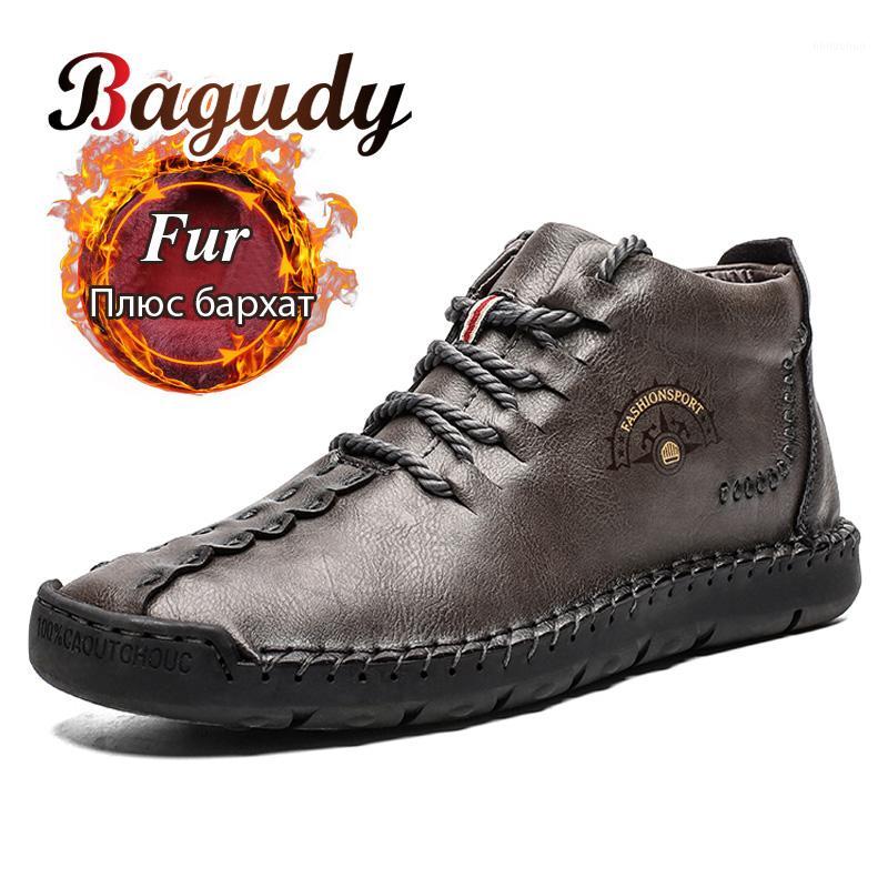 

Winter Fashion Leather Men Boots Warm Plush with Fur Ankle Boots High Quality Split Leather Snow Men Winter Casual Shoes1, Fur yellow brown