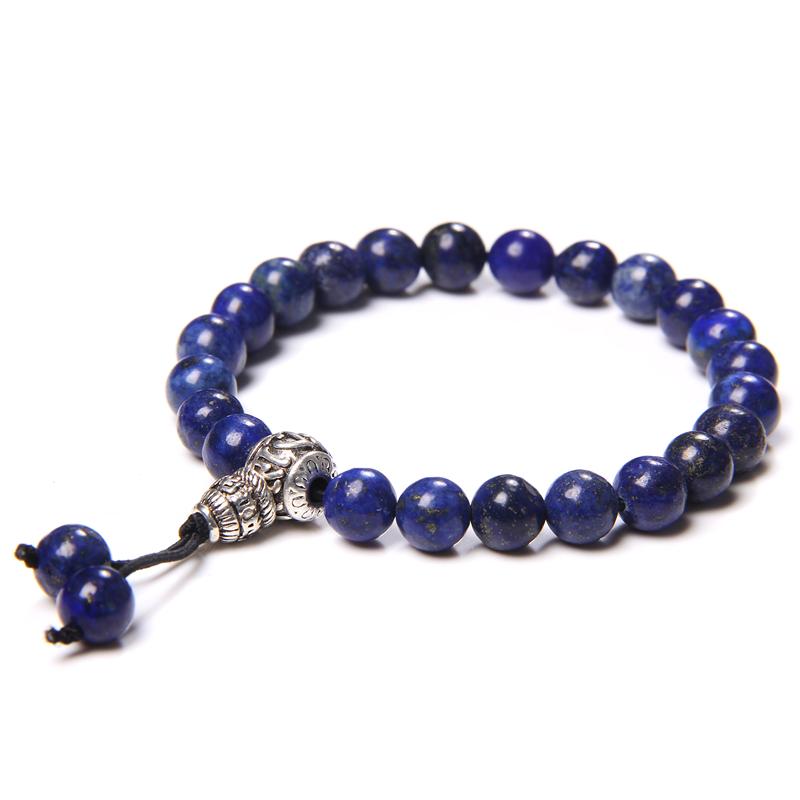 

Natural Lapis Lazuli Blue Stone Beads Bracelet Men Vintage Charm Beaded Energy Bracelet for Women Men Prayer Stretch Jewelry