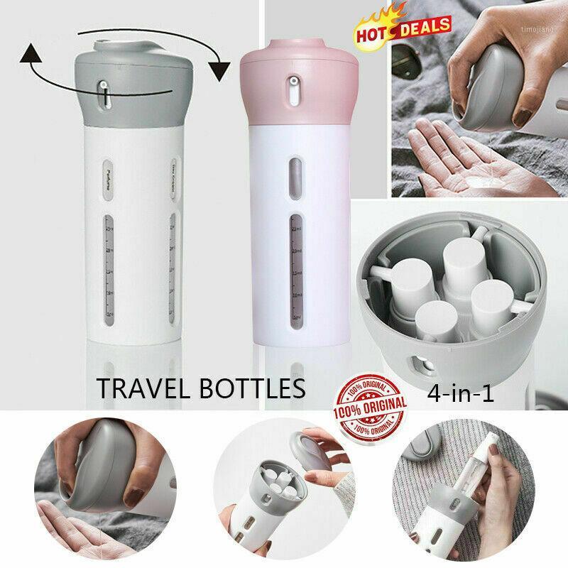 

4 in 1 Travel Organizer Dispenser Outdoor Shower Gel Bath Shampoo Storage Bottle Camping Bottles1, Pink