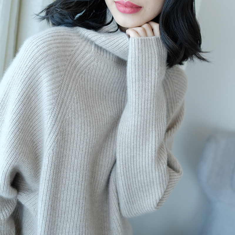 

2020 women's sweater from cashmere sweater, double thick turtleneck, Burgundy