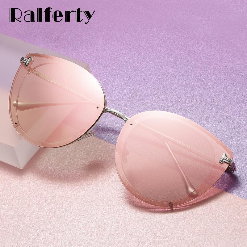 

Ralferty Vintage Cat Eye Sunglasses Women Elegant Ladies Pink Mirror Sun Glasses Female Metal Eyeglasses Cateye Shades X9094
