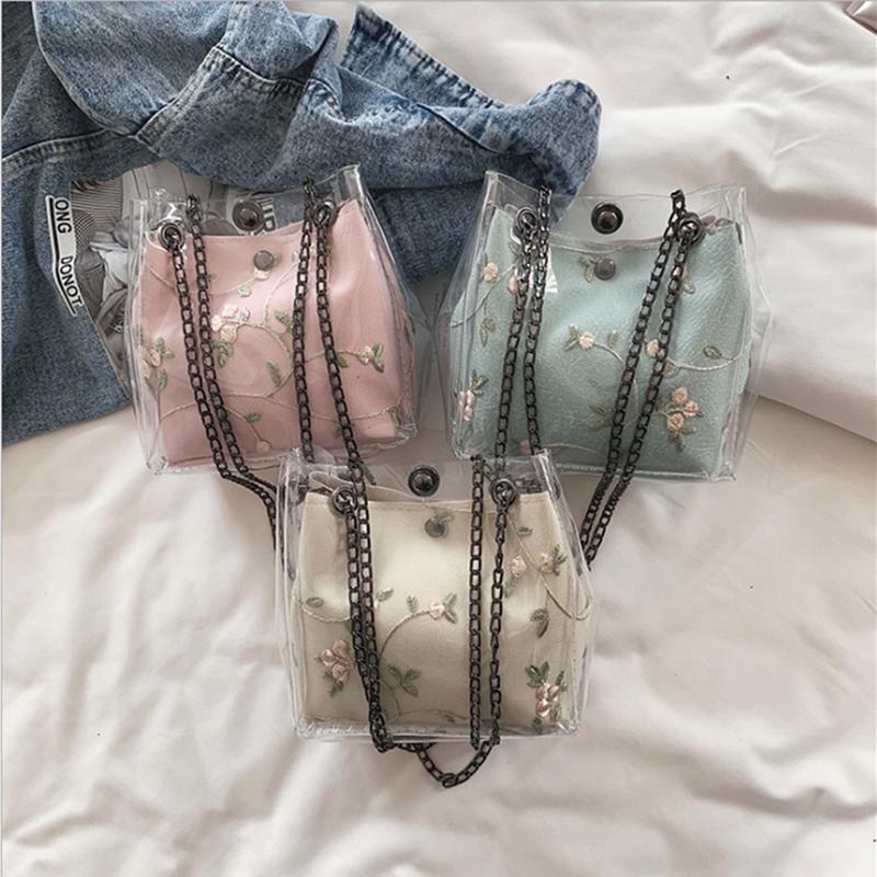 

Fashion Embroidered Bucket Shoulder Bag For Women Messenger Bags Ladies Retro Handbag Purse Chain Bag Crossbody, Green