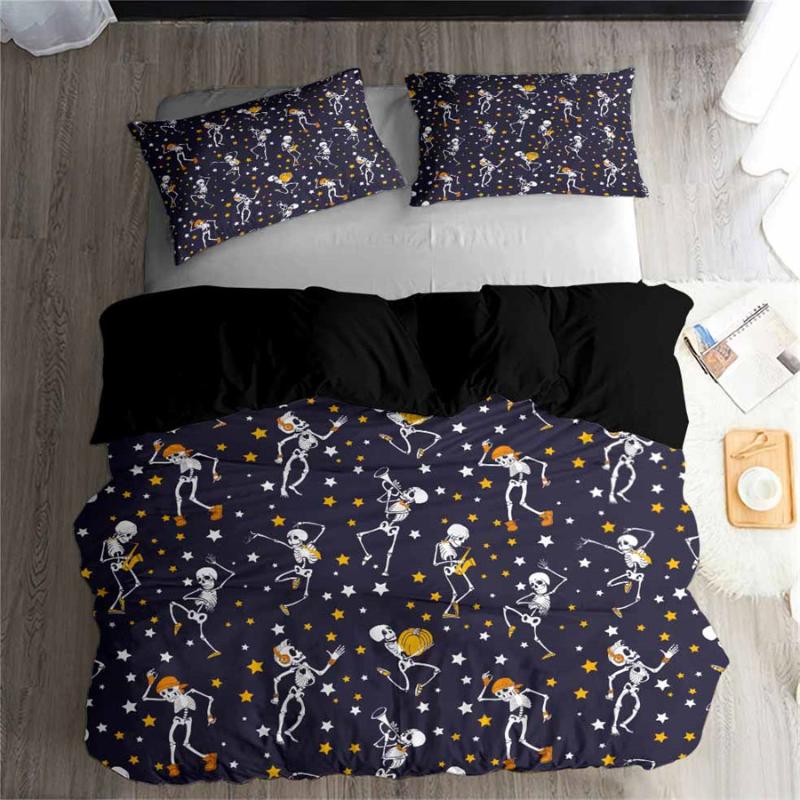 

HELENGILI 3D Bedding Set Halloween Print Duvet cover set bedclothes with pillowcase bed home Textiles #YC-115, As pic