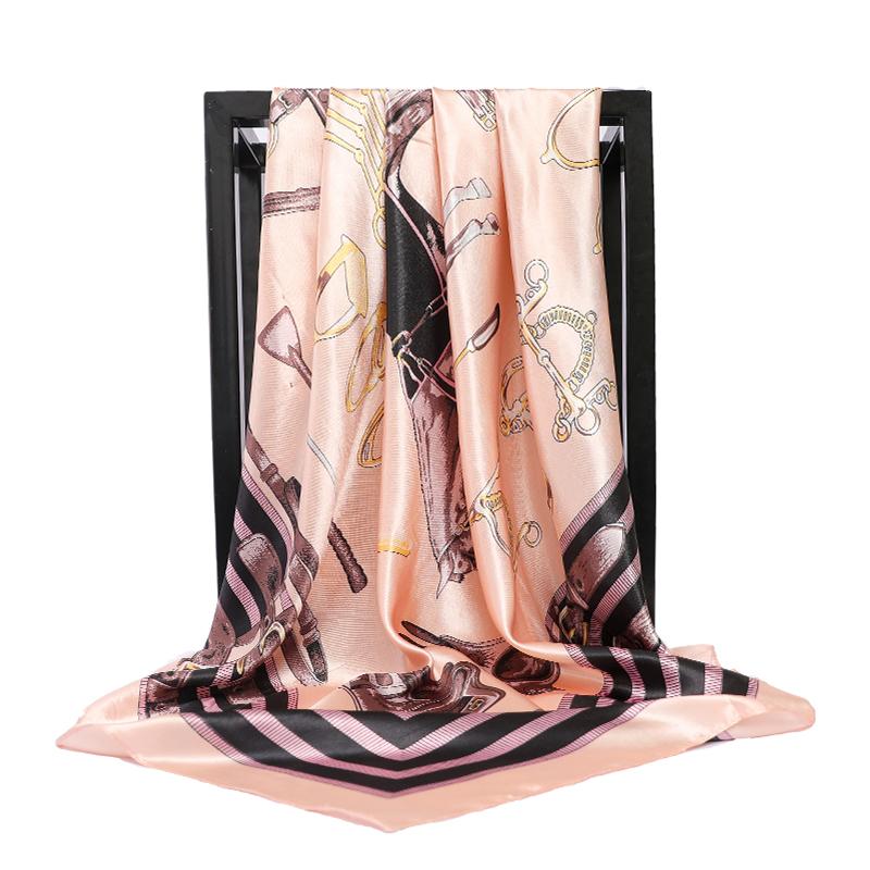 

Scarves Fashion Satin Silk Kerchief Neck Scarf For Women Small Shawls Wraps Printed Hair Scarfs Female 90cm*90cm Bag Ladies