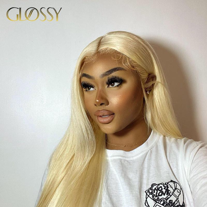 

613 Straight Lace Front Human Hair Blonde Wigs 4X4 13X4 Lace Frontal Closure Wigs for Black Women Pre-Plucked With Baby Hair, 4x4 lace front wigs